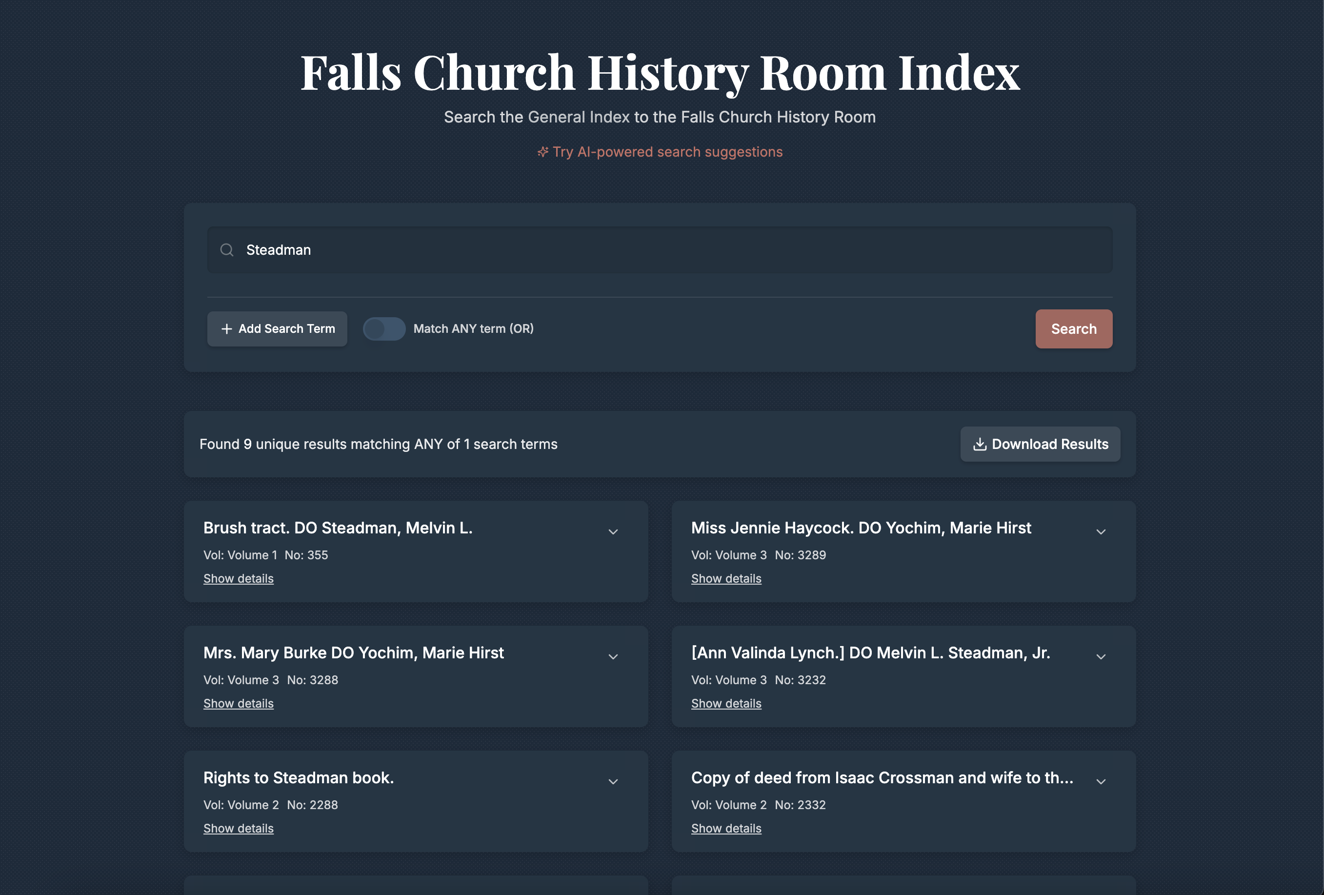 Falls Church History Room Index & IIIFScribe screenshot 1